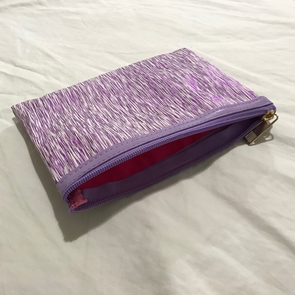 New Cosmetic Beauty Bag Miscellaneous Makeup Travel Sparkly Purple Inside Pink - Picture 2 of 8